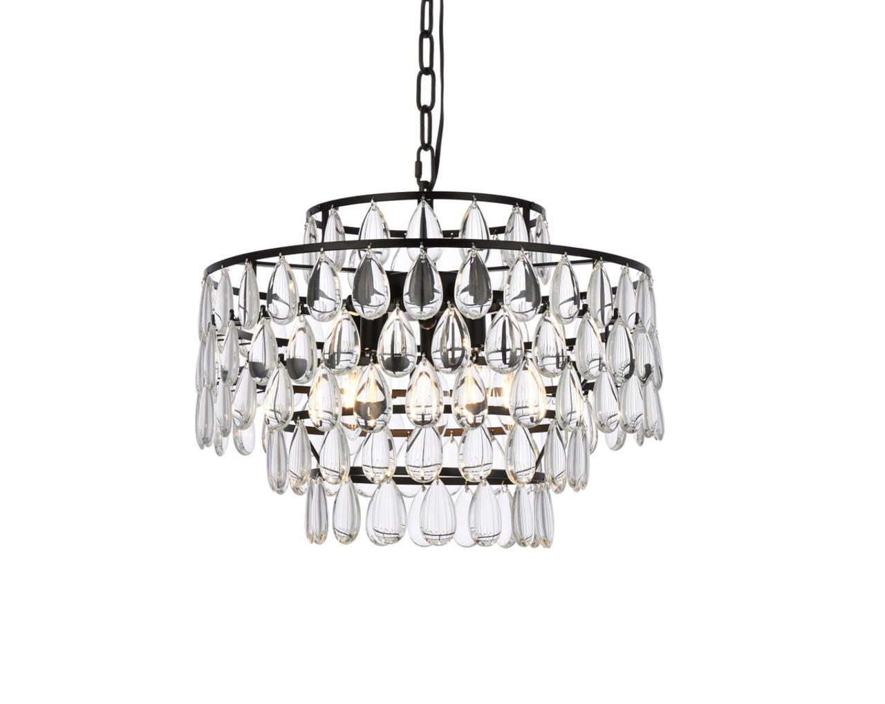 Elegant Lighting 1102D18BK Mila 18 inch pendant in black