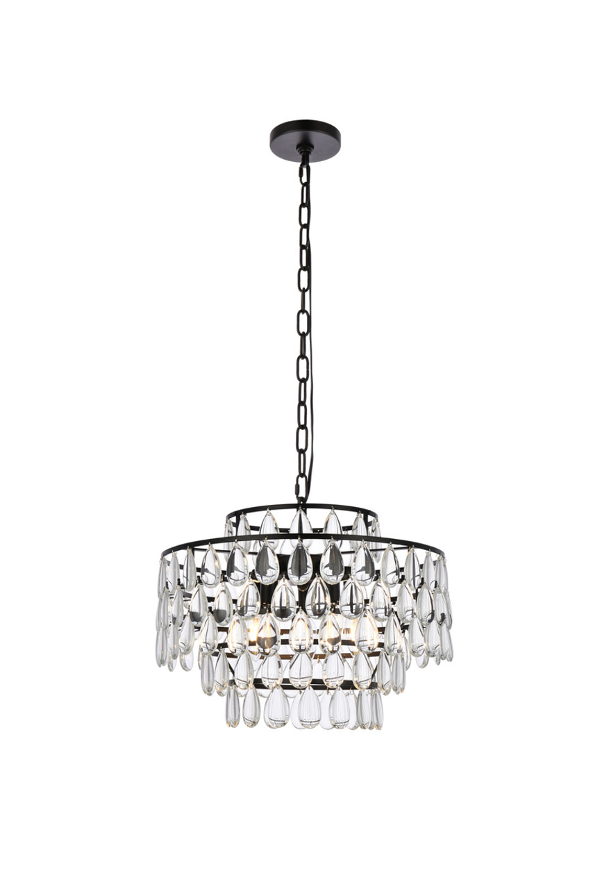 Elegant Lighting 1102D18BK Mila 18 inch pendant in black