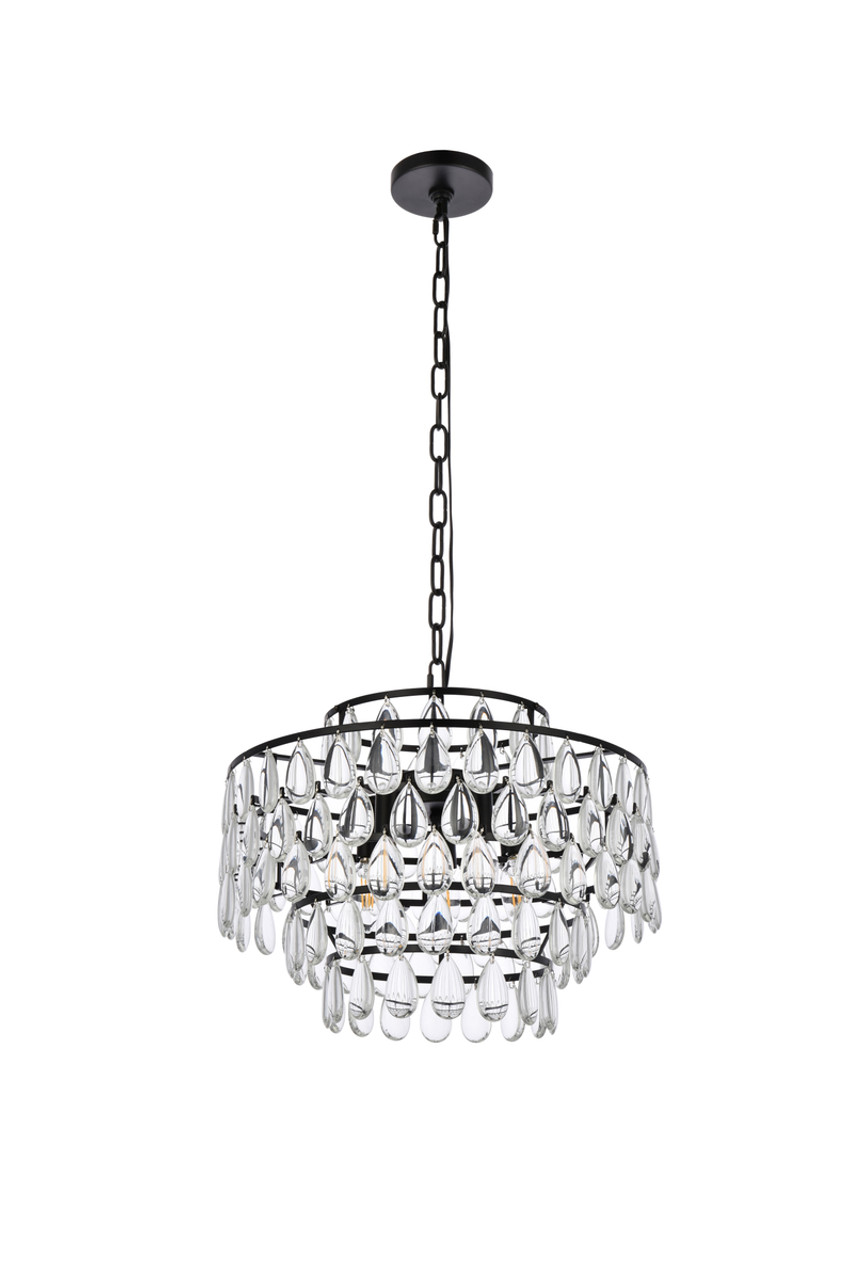 Elegant Lighting 1102D18BK Mila 18 inch pendant in black