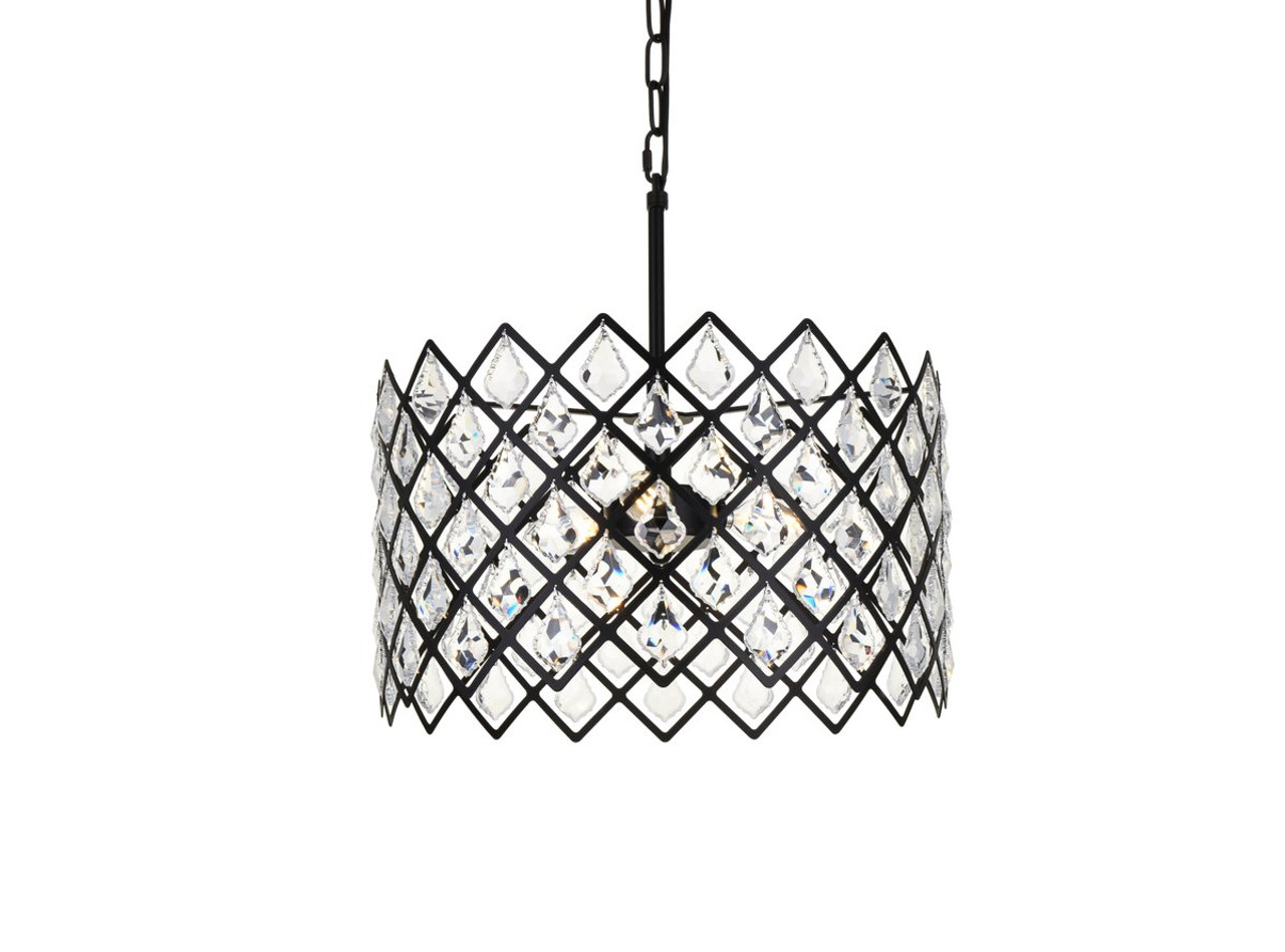 Elegant Lighting 1111D16BK Lyla 16 inch pendant in black