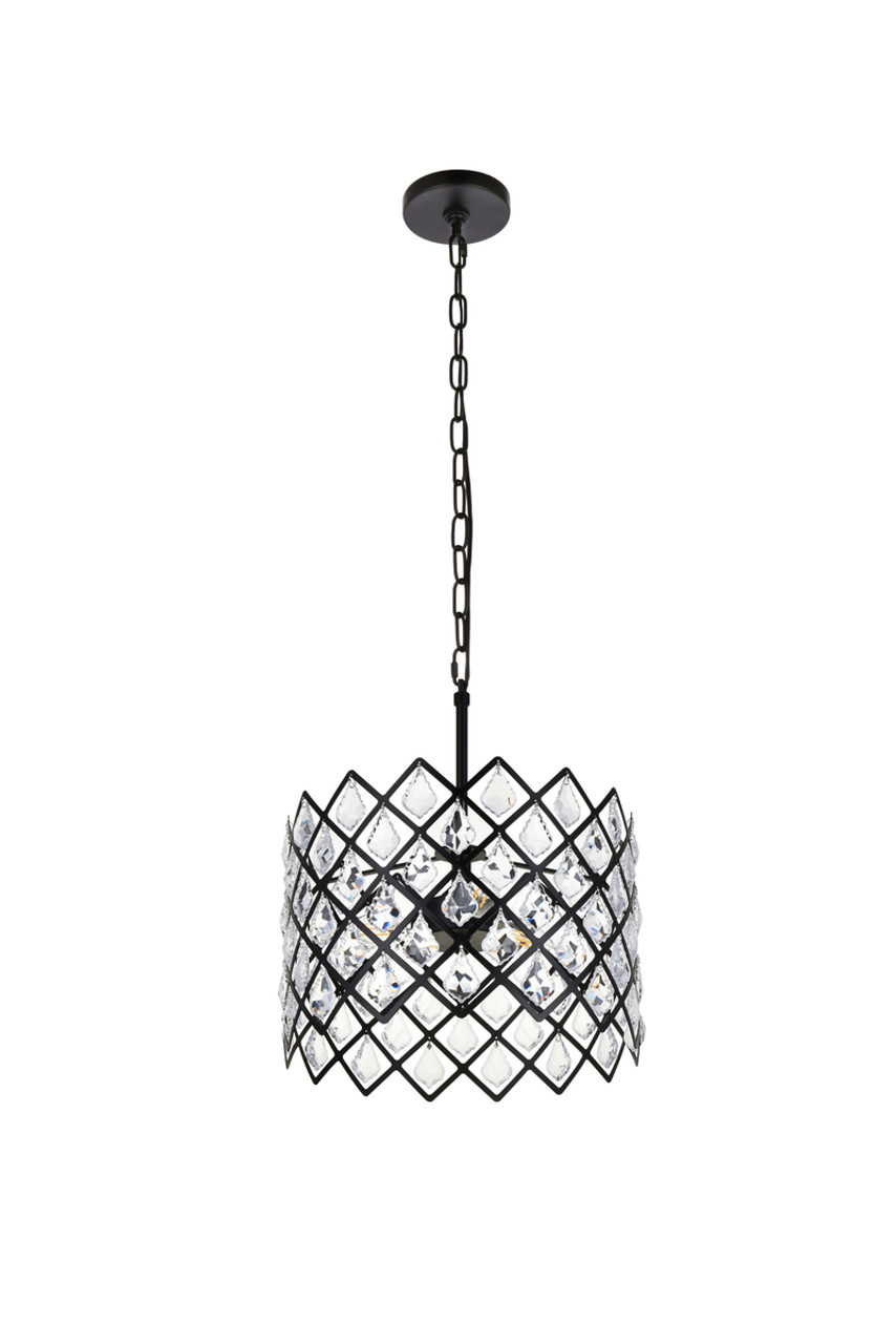 Elegant Lighting 1111D13BK Lyla 13 inch pendant in black