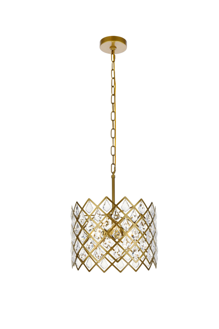 Elegant Lighting 1111D13BR Lyla 13 inch pendant in brass