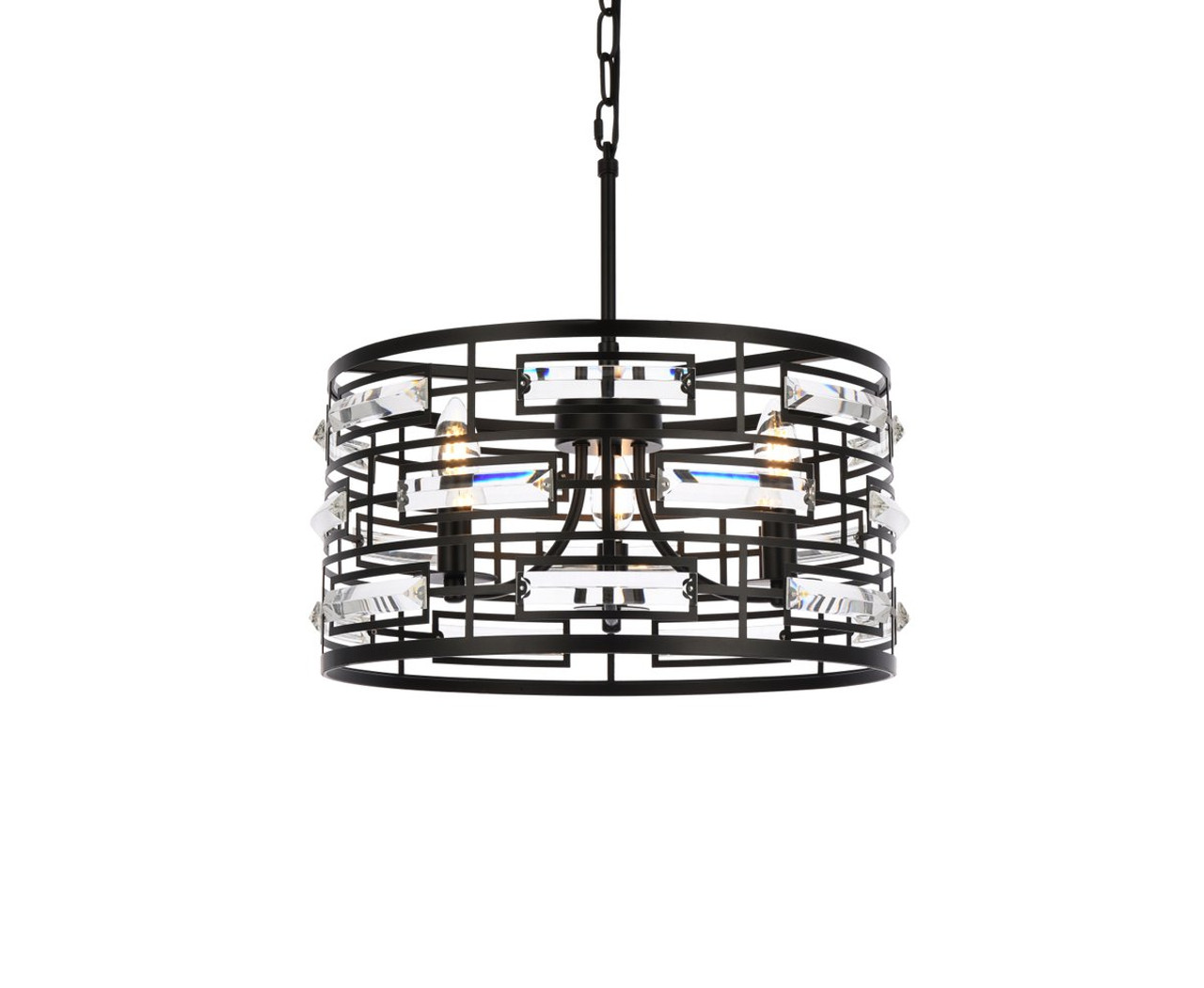 Elegant Lighting 1108D16BK Kennedy 16.5 inch pendant in black