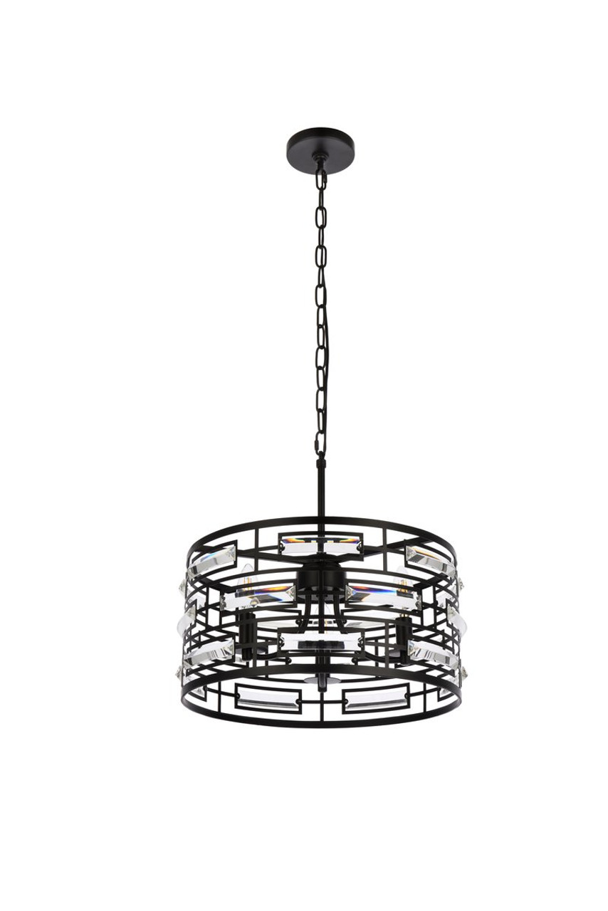 Elegant Lighting 1108D16BK Kennedy 16.5 inch pendant in black