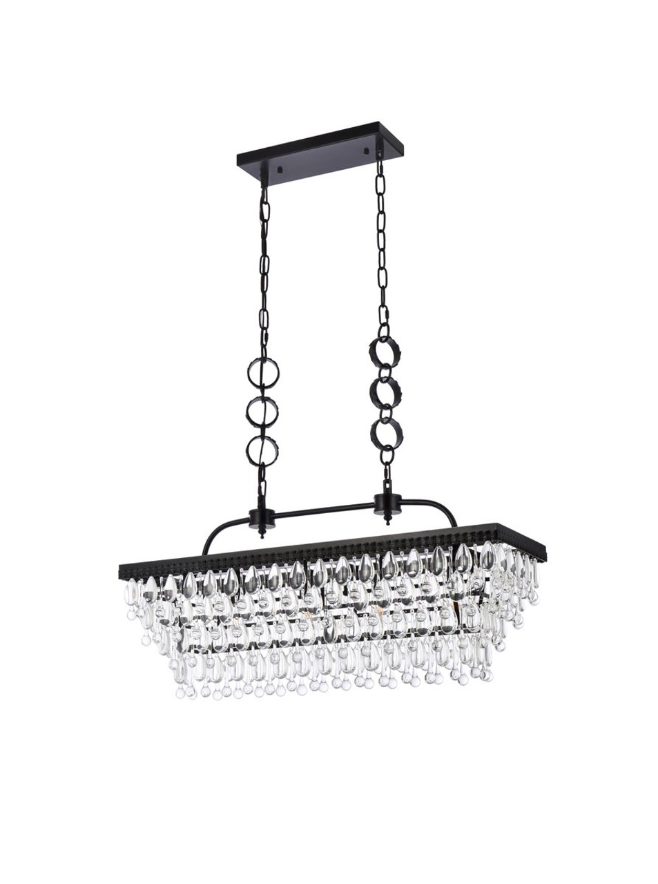 Elegant Lighting 1219G32BK Nordic 32 inch rectangle pendant in black