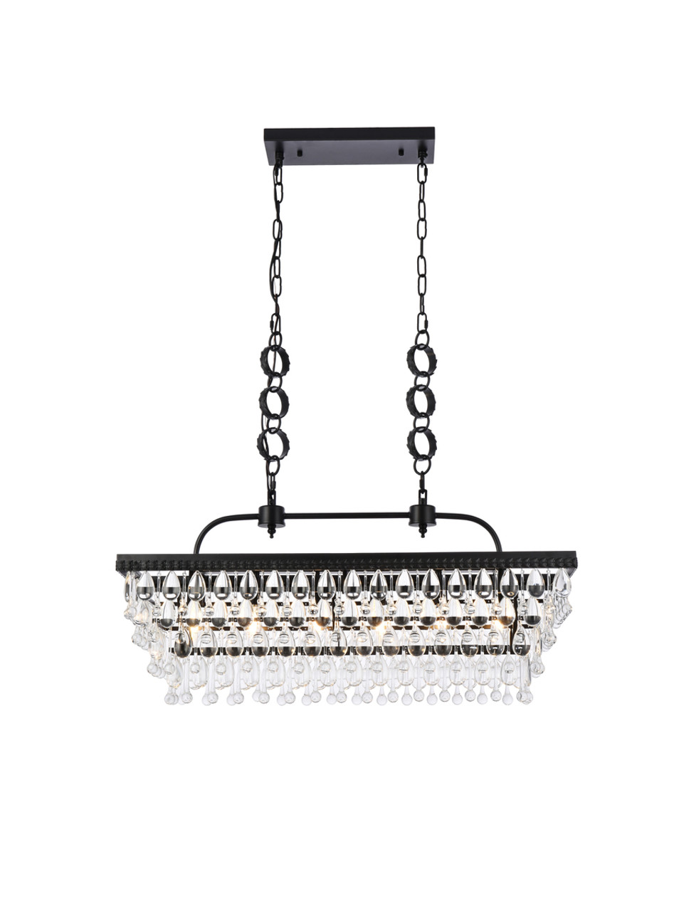 Elegant Lighting 1219G32BK Nordic 32 inch rectangle pendant in black