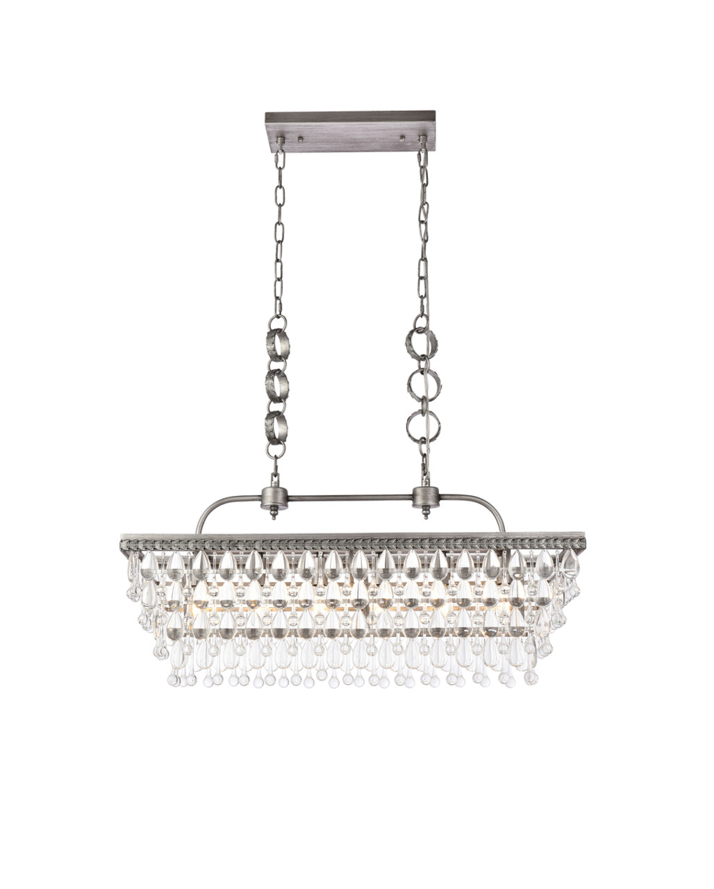 Elegant Lighting 1219G32AS Nordic 32 inch rectangle pendant in antique silver