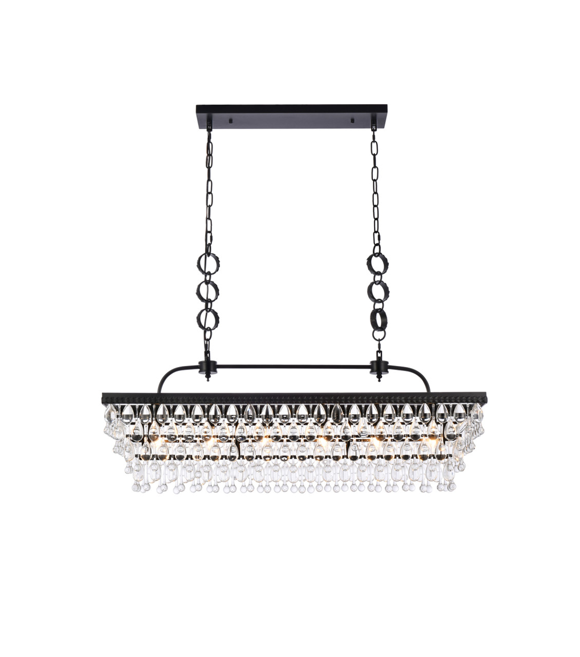 Elegant Lighting 1219G40BK Nordic 40 inch rectangle pendant in black