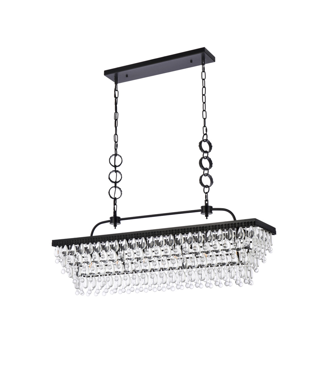 Elegant Lighting 1219G40BK Nordic 40 inch rectangle pendant in black