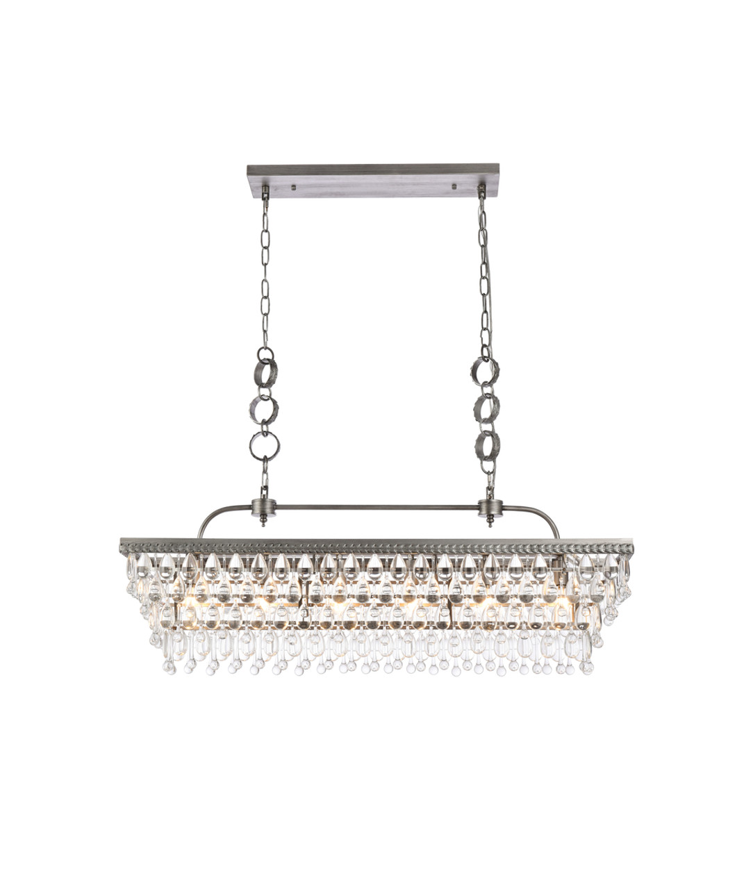 Elegant Lighting 1219G40AS Nordic 40 inch rectangle pendant in antique silver