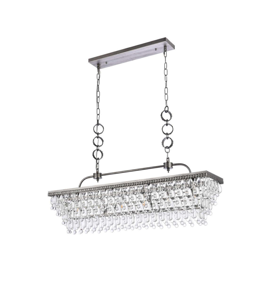 Elegant Lighting 1219G40AS Nordic 40 inch rectangle pendant in antique silver