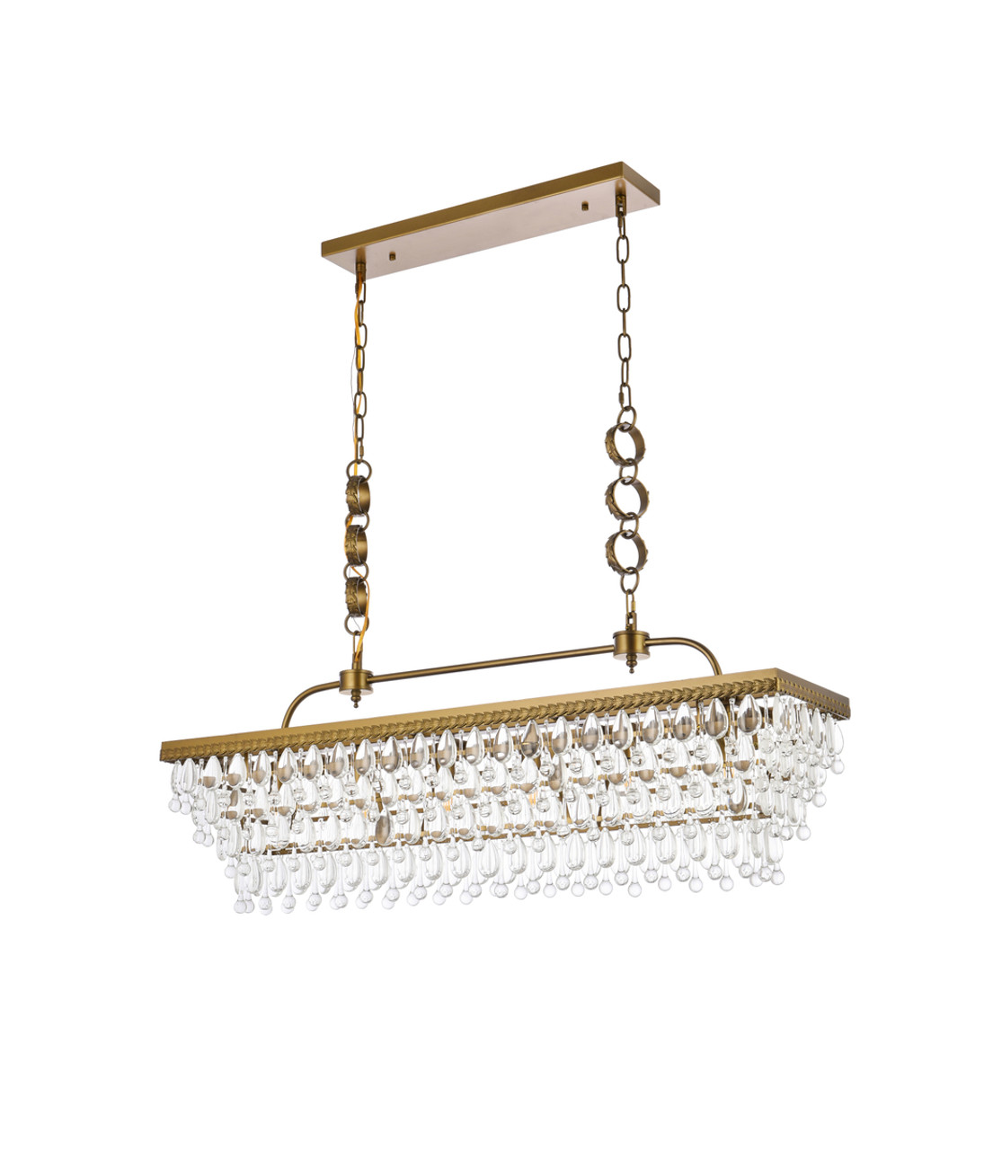 Elegant Lighting 1219G40BR Nordic 40 inch rectangle pendant in brass