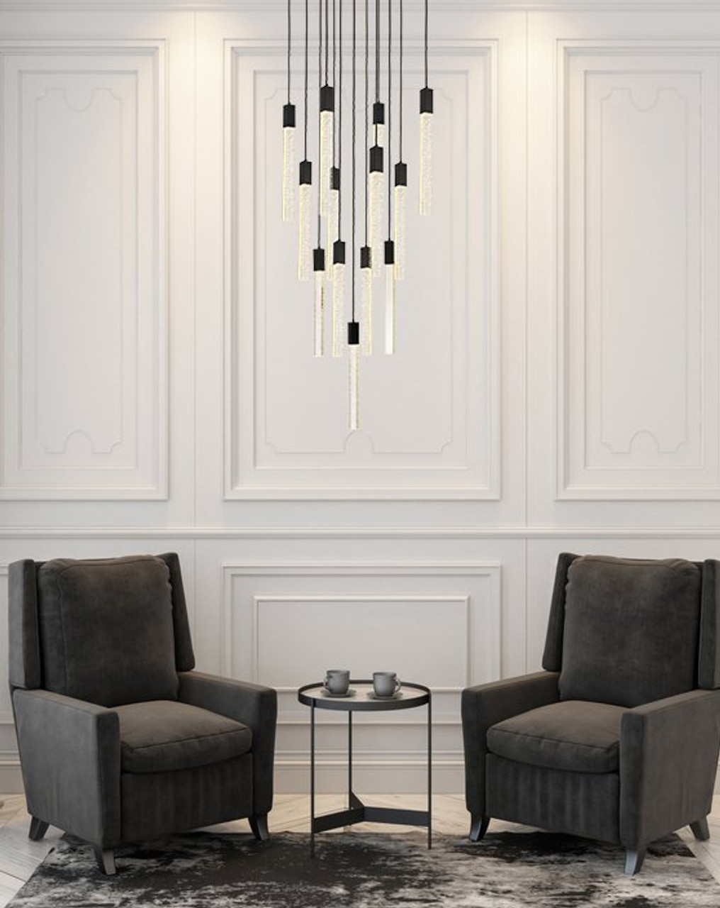 Elegant Lighting 2066G26BK Weston 13 lights pendant in black