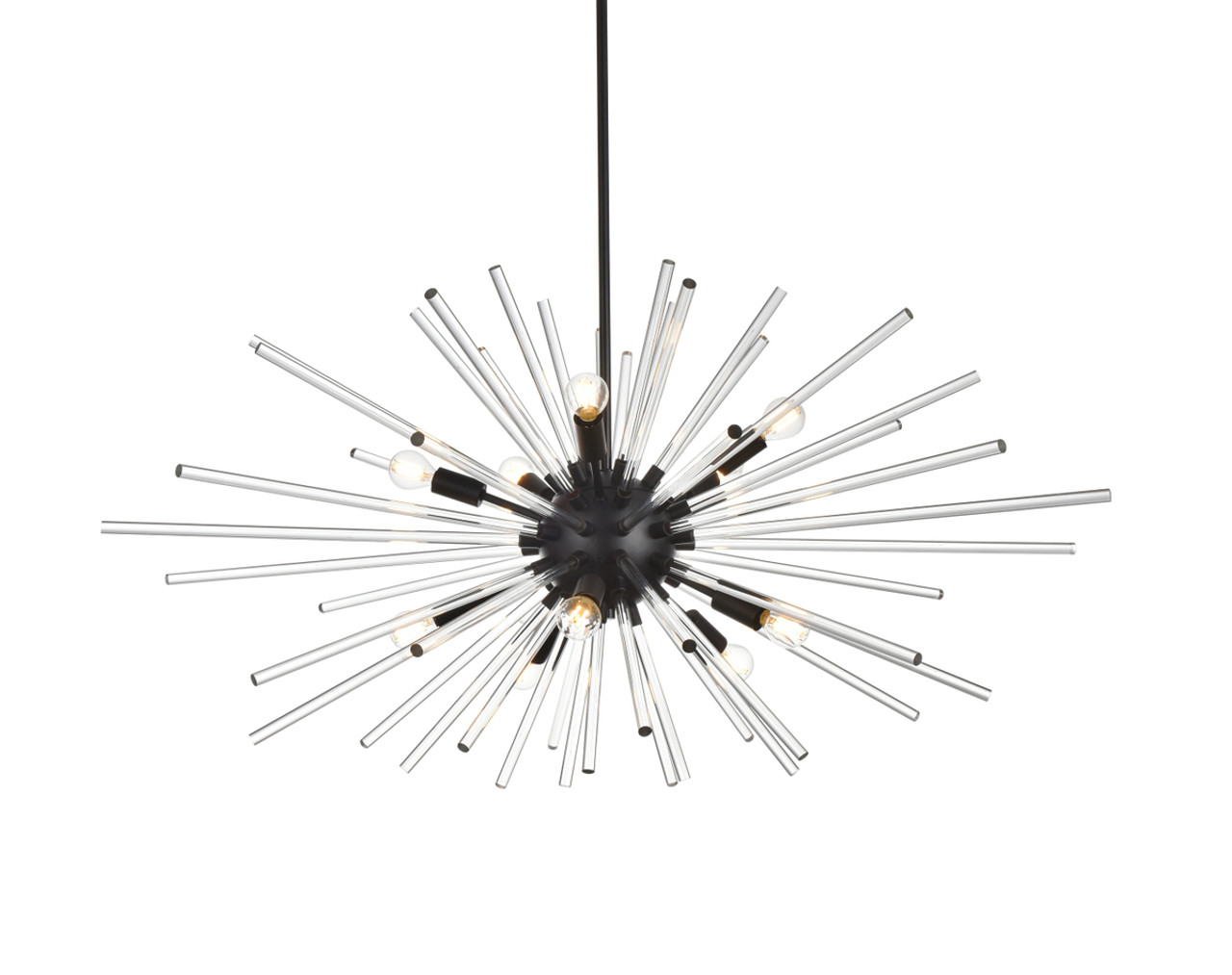 Elegant Lighting 2502D46BK Sienna 46 inch crystal rod pendant in black