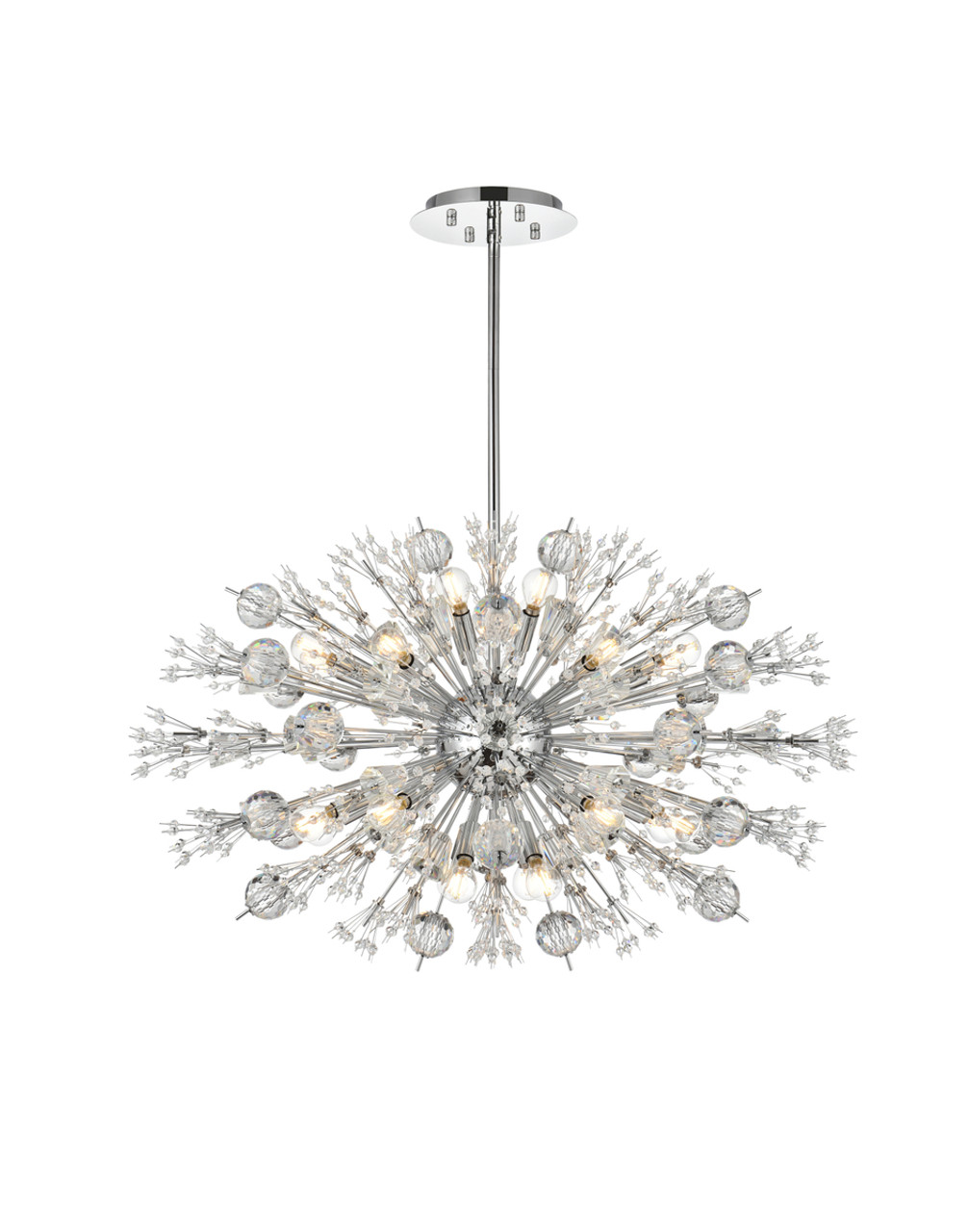 Elegant Lighting 2500D36C Vera 36 inch crystal starburst oval pendant in chrome