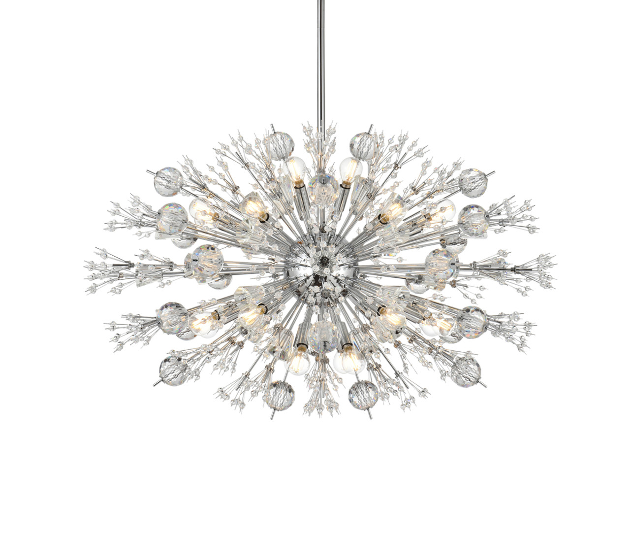 Elegant Lighting 2500D36C Vera 36 inch crystal starburst oval pendant in chrome