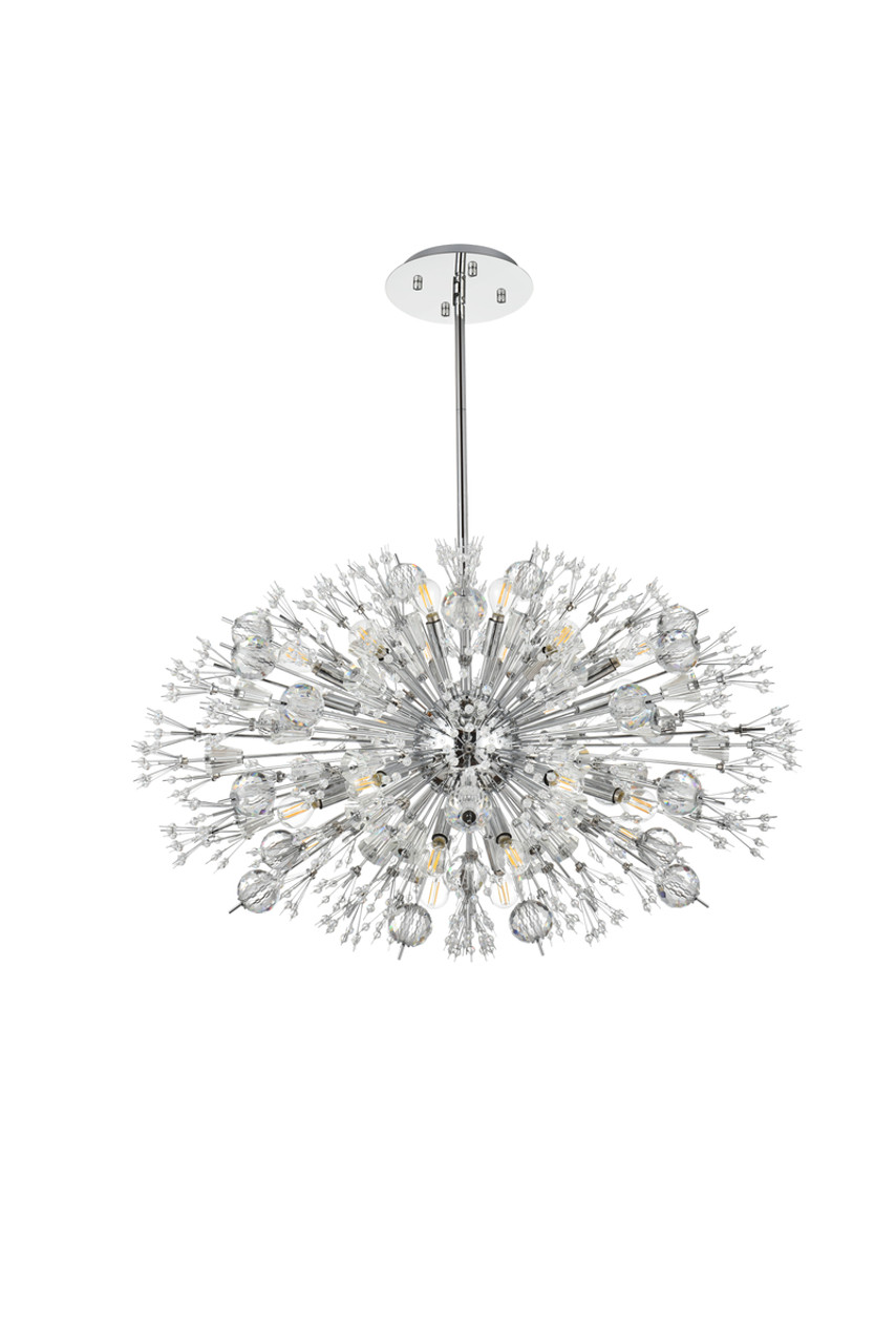 Elegant Lighting 2500D36C Vera 36 inch crystal starburst oval pendant in chrome