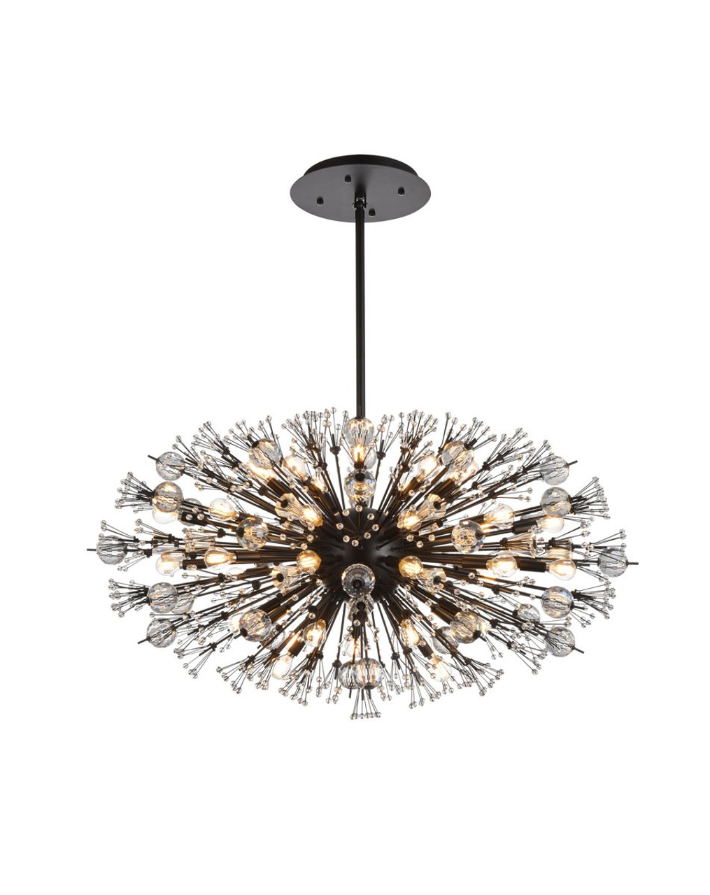 Elegant Lighting 2500D42BK Vera 42 inch crystal starburst oval pendant in black