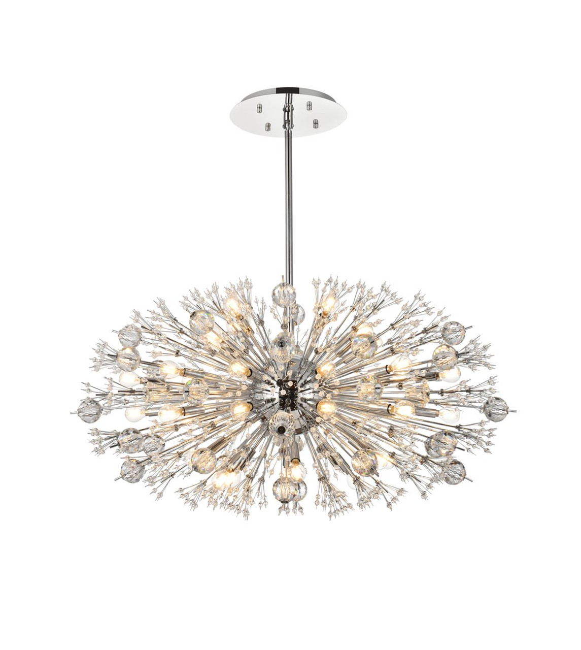 Elegant Lighting 2500D42C Vera 42 inch crystal starburst oval pendant in chrome