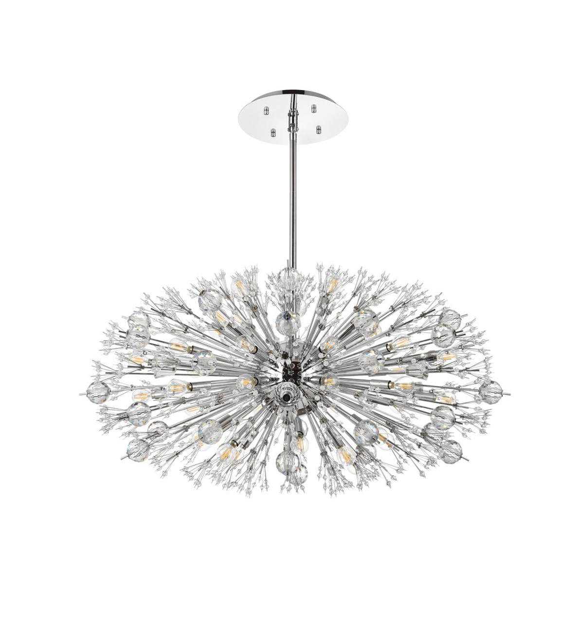 Elegant Lighting 2500D42C Vera 42 inch crystal starburst oval pendant in chrome