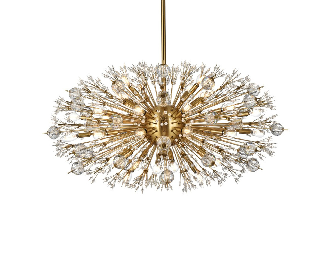 Elegant Lighting 2500D42SG Vera 42 inch crystal starburst oval pendant in gold