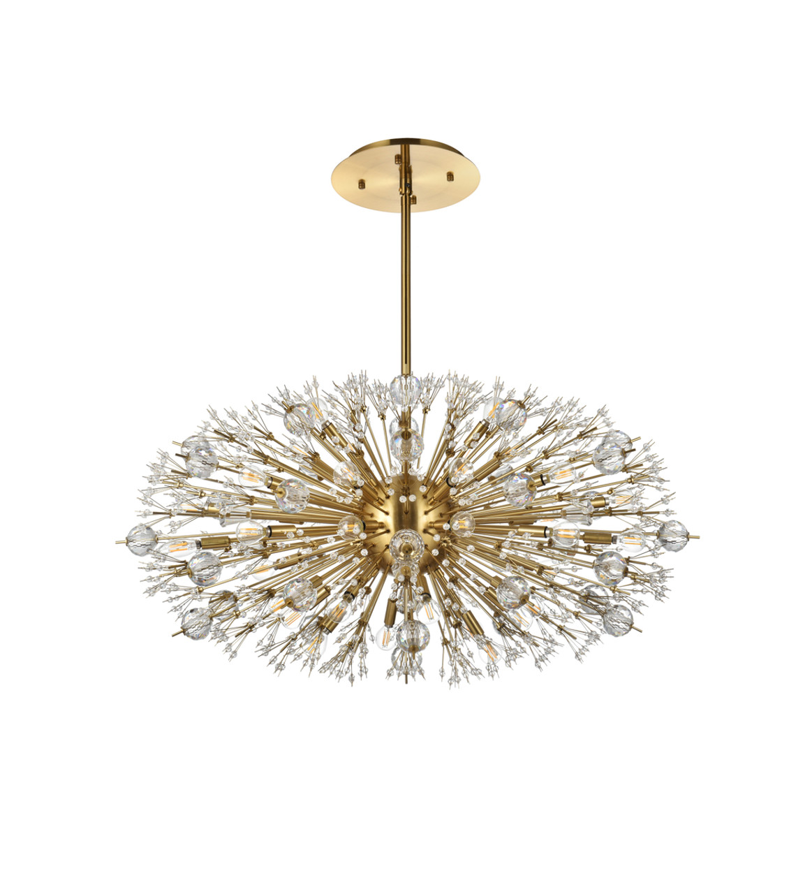 Elegant Lighting 2500D42SG Vera 42 inch crystal starburst oval pendant in gold