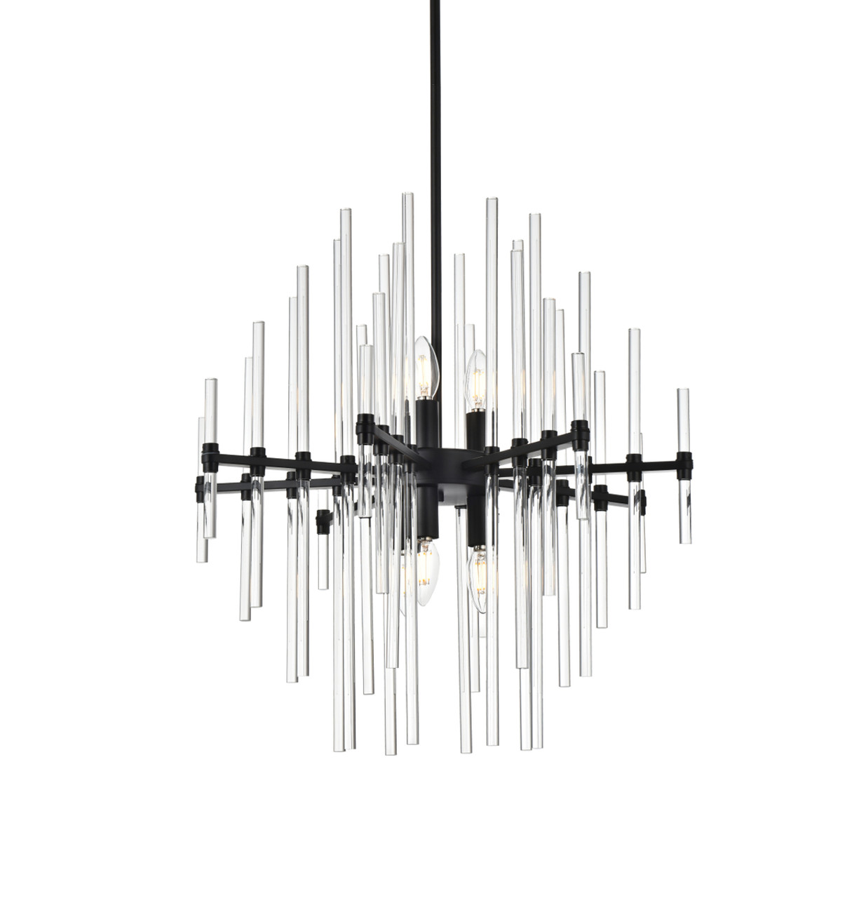 Elegant Lighting 2502D23BK Sienna 23 inch crystal rod pendant in black