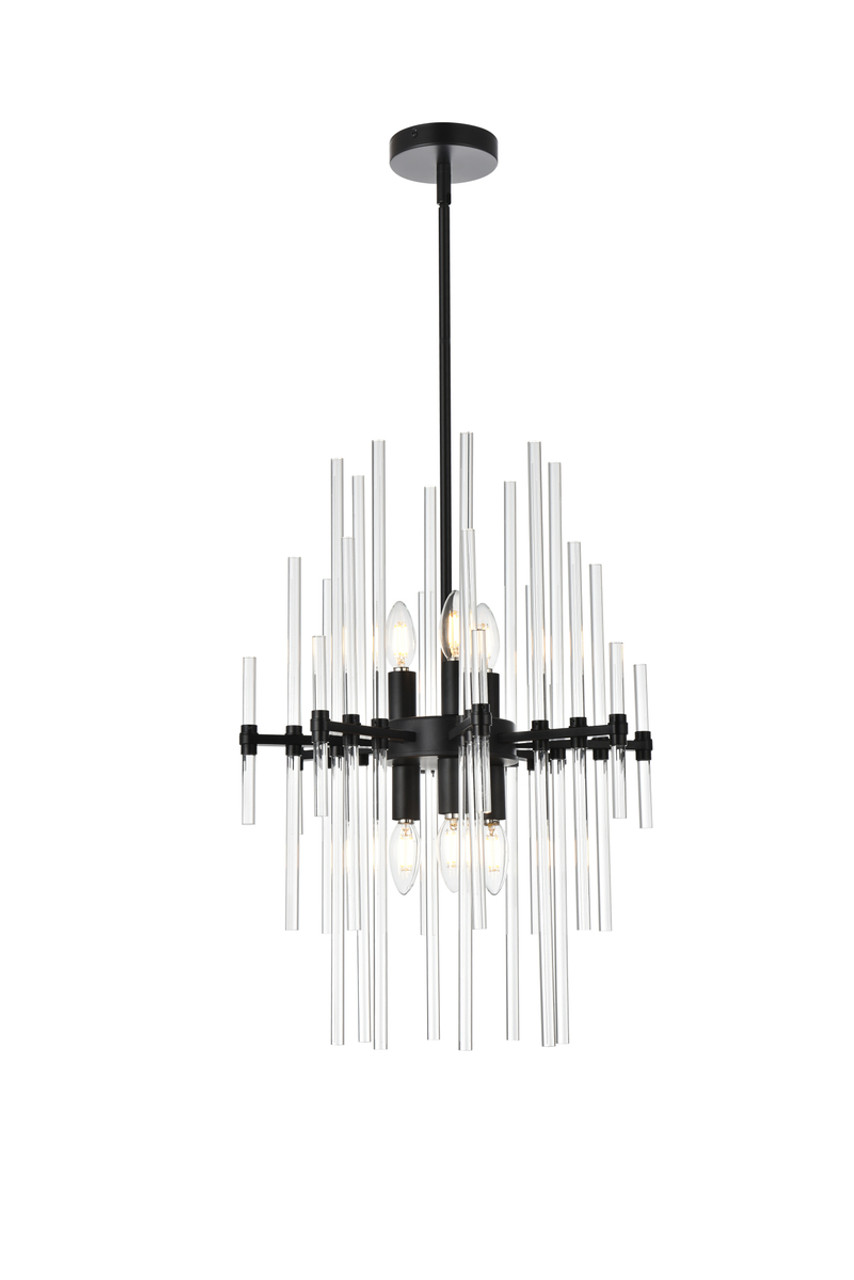 Elegant Lighting 2502D17BK Sienna 17 inch crystal rod pendant in black