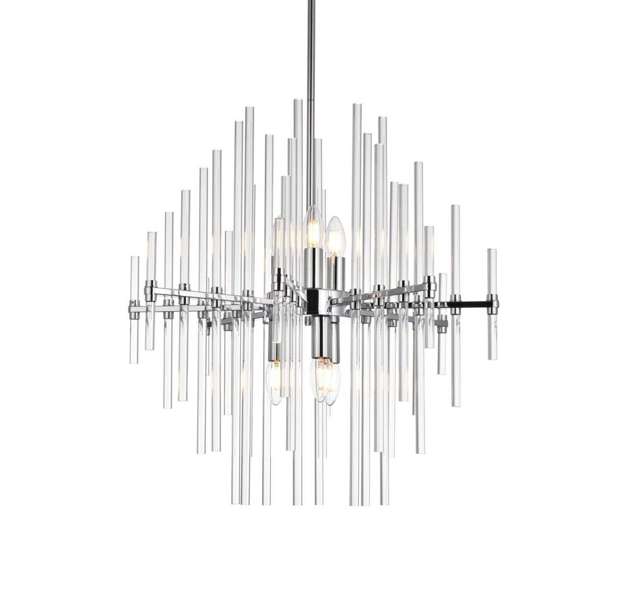 Elegant Lighting 2502D23C Sienna 23 inch crystal rod pendant in chrome