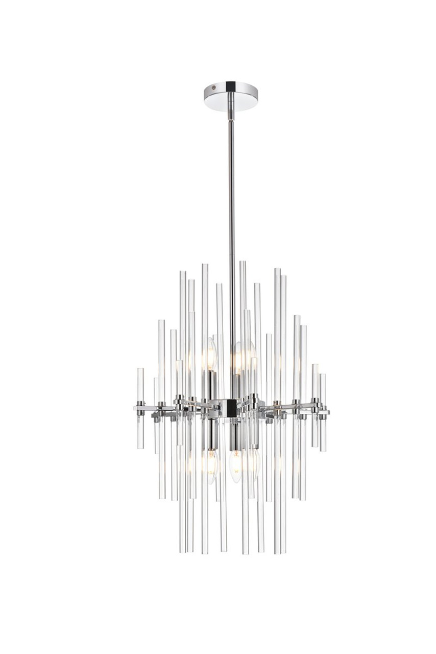 Elegant Lighting 2502D17C Sienna 17 inch crystal rod pendant in chrome