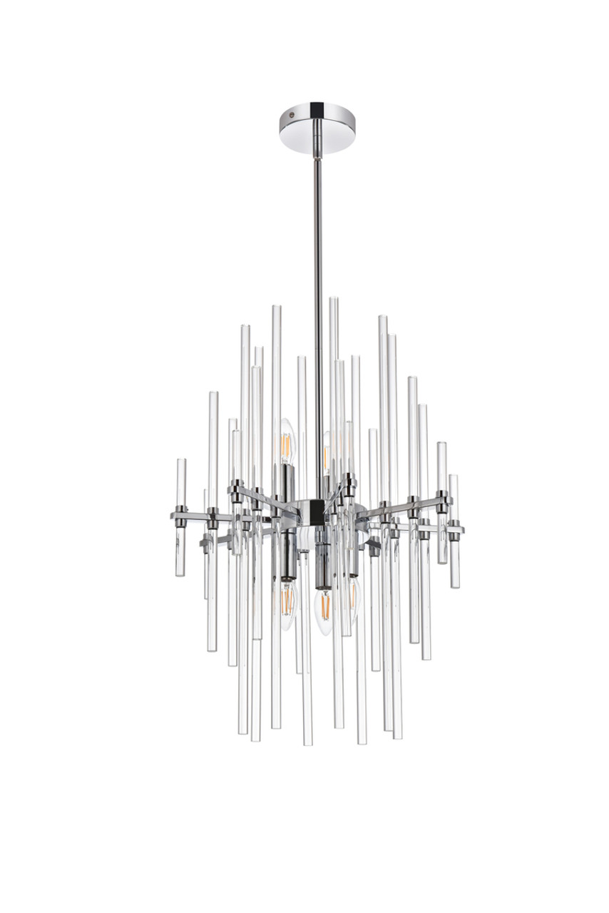 Elegant Lighting 2502D17C Sienna 17 inch crystal rod pendant in chrome