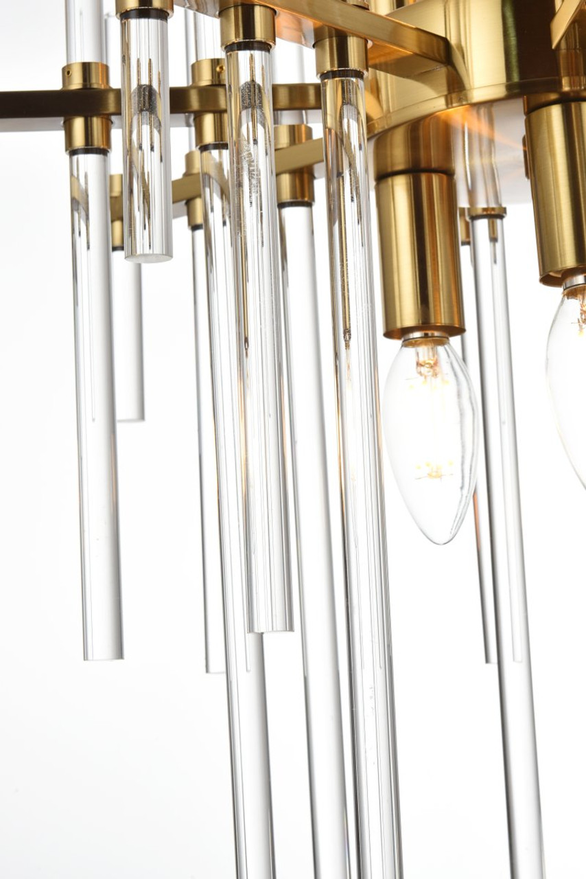 Elegant Lighting 2502D17SG Sienna 17 inch crystal rod pendant in gold