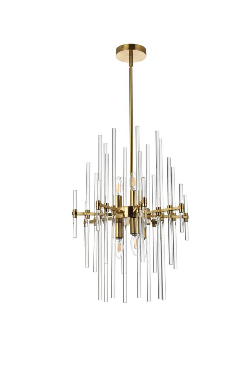 Elegant Lighting 2502D17SG Sienna 17 inch crystal rod pendant in gold Elegant Lighting 2502D17SG Sienna 17 inch crystal rod pendant in gold