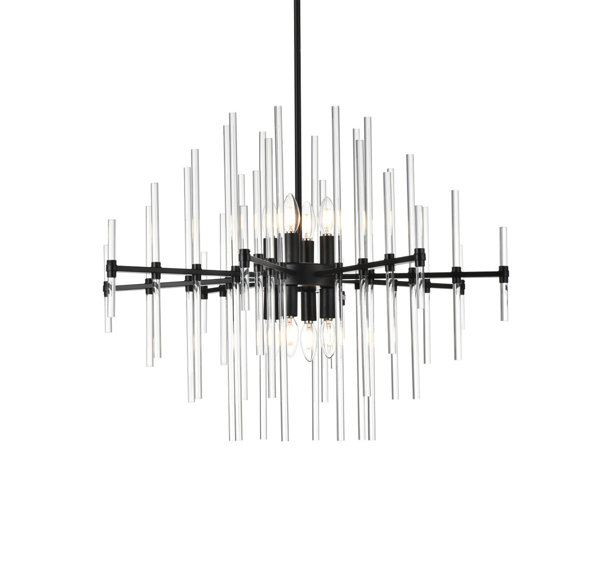 Elegant Lighting 2502D31BK Sienna 31 inch crystal rod pendant in black