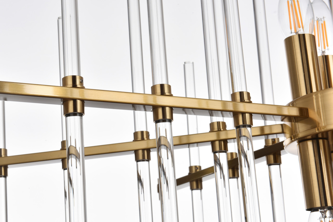 Elegant Lighting 2502D31SG Sienna 31 inch crystal rod pendant in gold