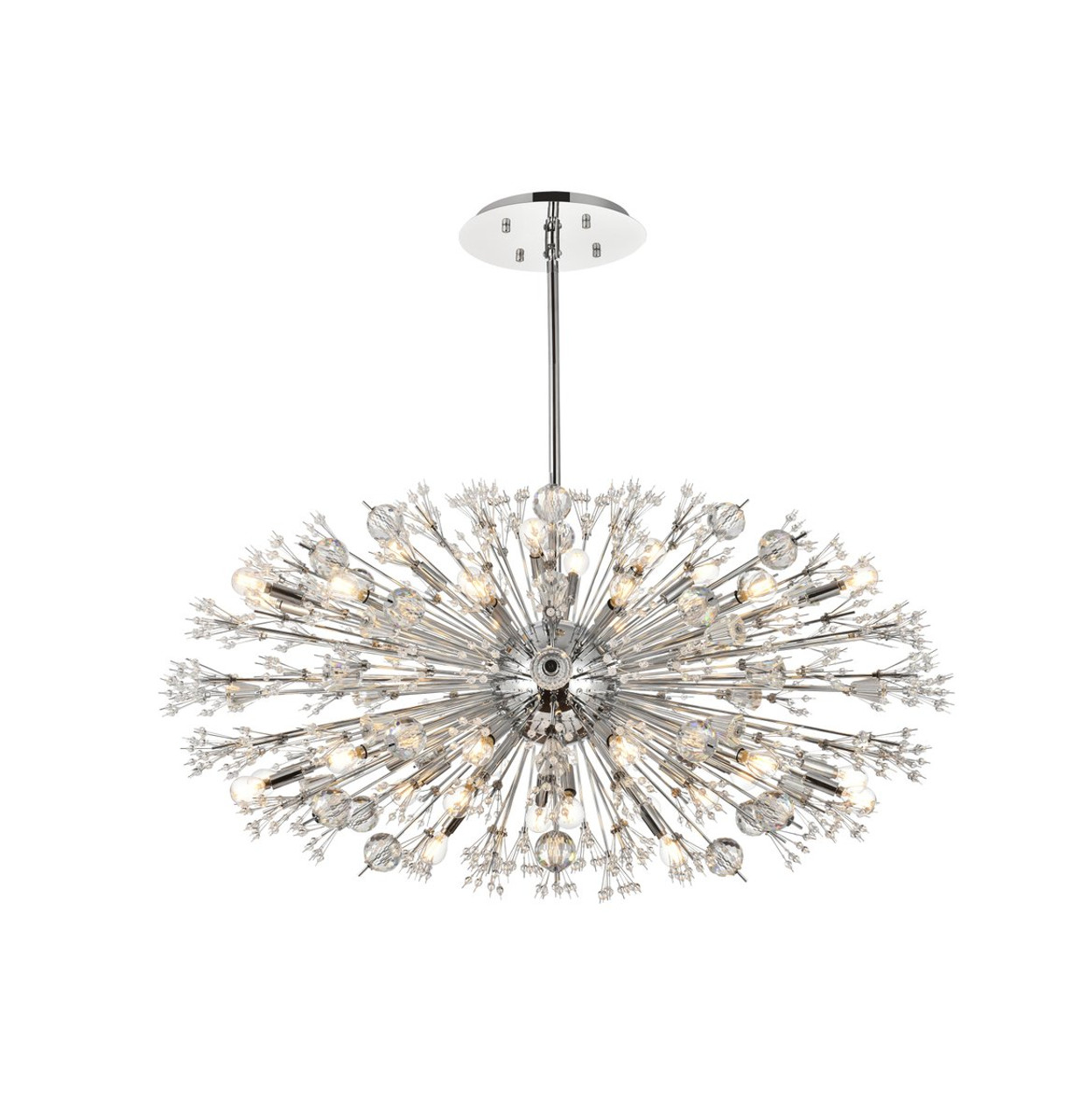 Elegant Lighting 2500D48C Vera 48 inch crystal starburst oval pendant in chrome