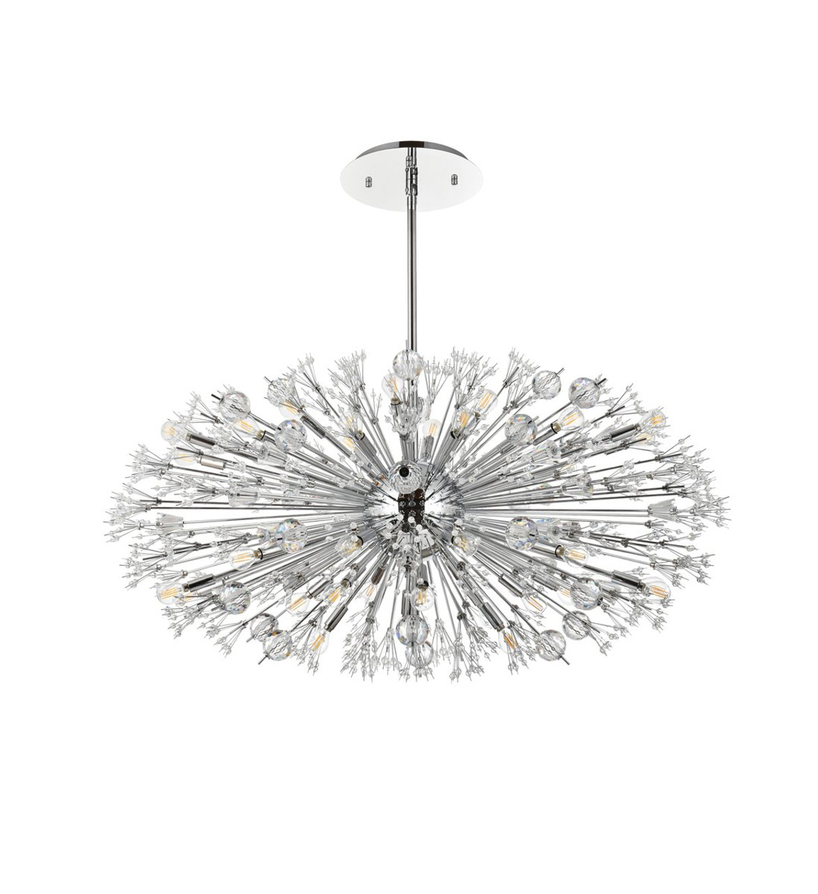 Elegant Lighting 2500D48C Vera 48 inch crystal starburst oval pendant in chrome