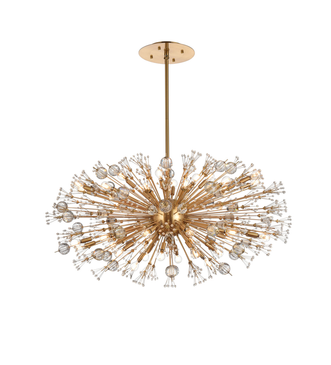 Elegant Lighting 2500D48SG Vera 48 inch crystal starburst oval pendant in gold