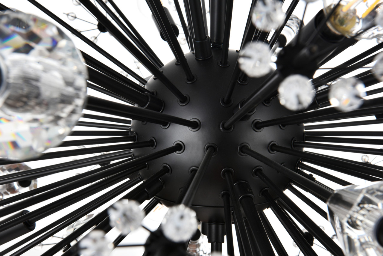 Elegant Lighting 2500D32BK Vera 32 inch crystal starburst round pendant in black