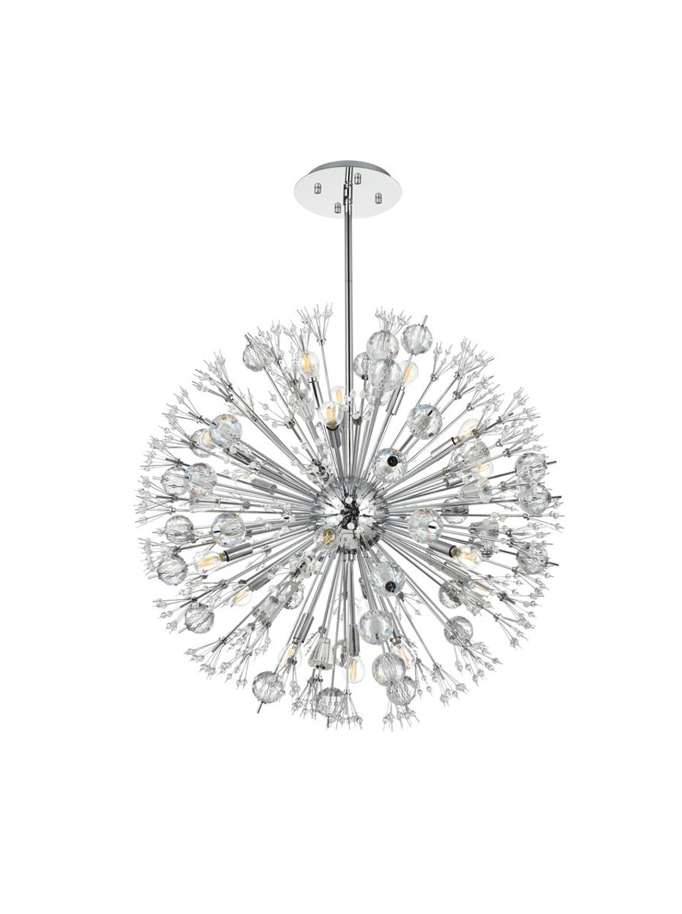 Elegant Lighting 2500D32C Vera 32 inch crystal starburst round pendant in chrome