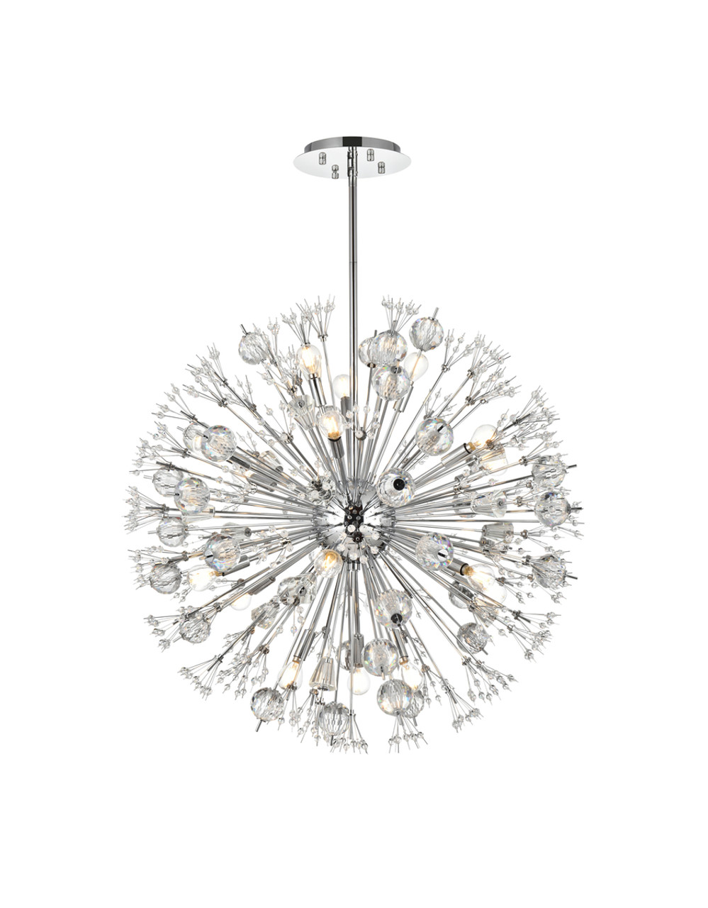 Elegant Lighting 2500D32C Vera 32 inch crystal starburst round pendant in chrome