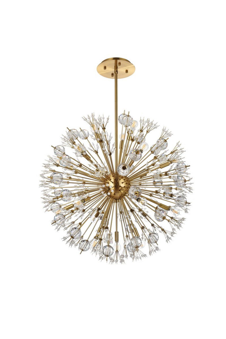 Elegant Lighting 2500D32SG Vera 32 inch crystal starburst round pendant in gold