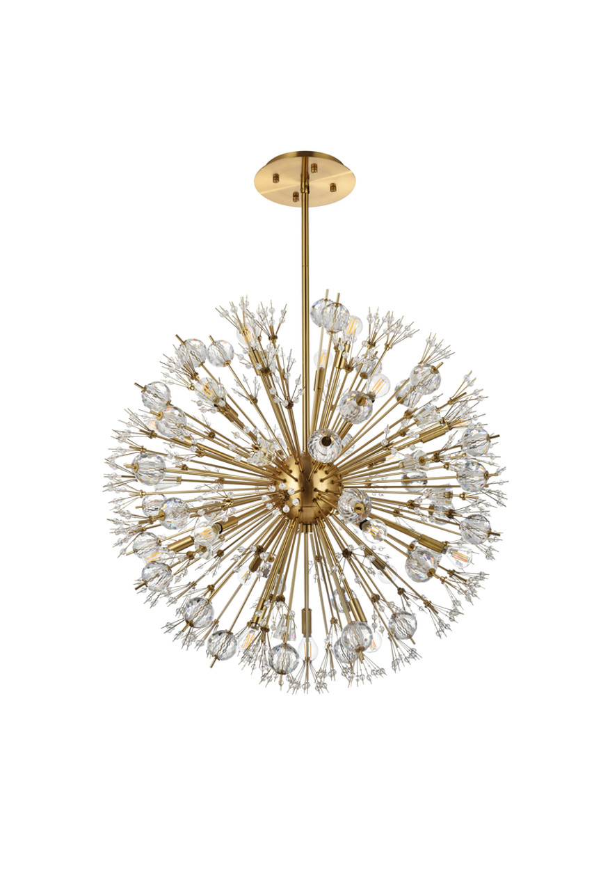 Elegant Lighting 2500D32SG Vera 32 inch crystal starburst round pendant in gold