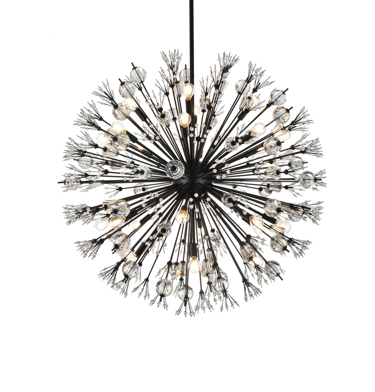 Elegant Lighting 2500D38BK Vera 38 inch crystal starburst round pendant in black