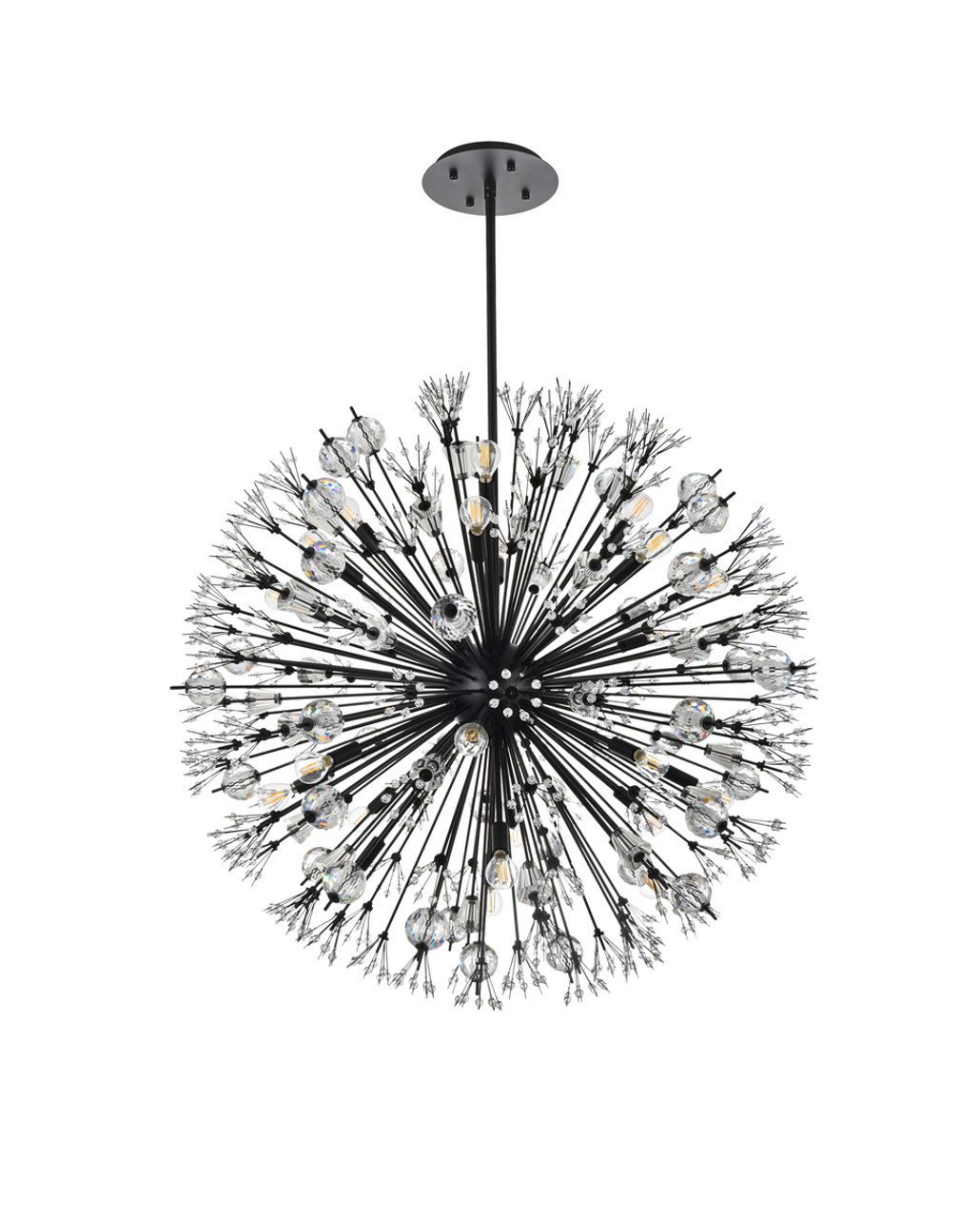 Elegant Lighting 2500D38BK Vera 38 inch crystal starburst round pendant in black