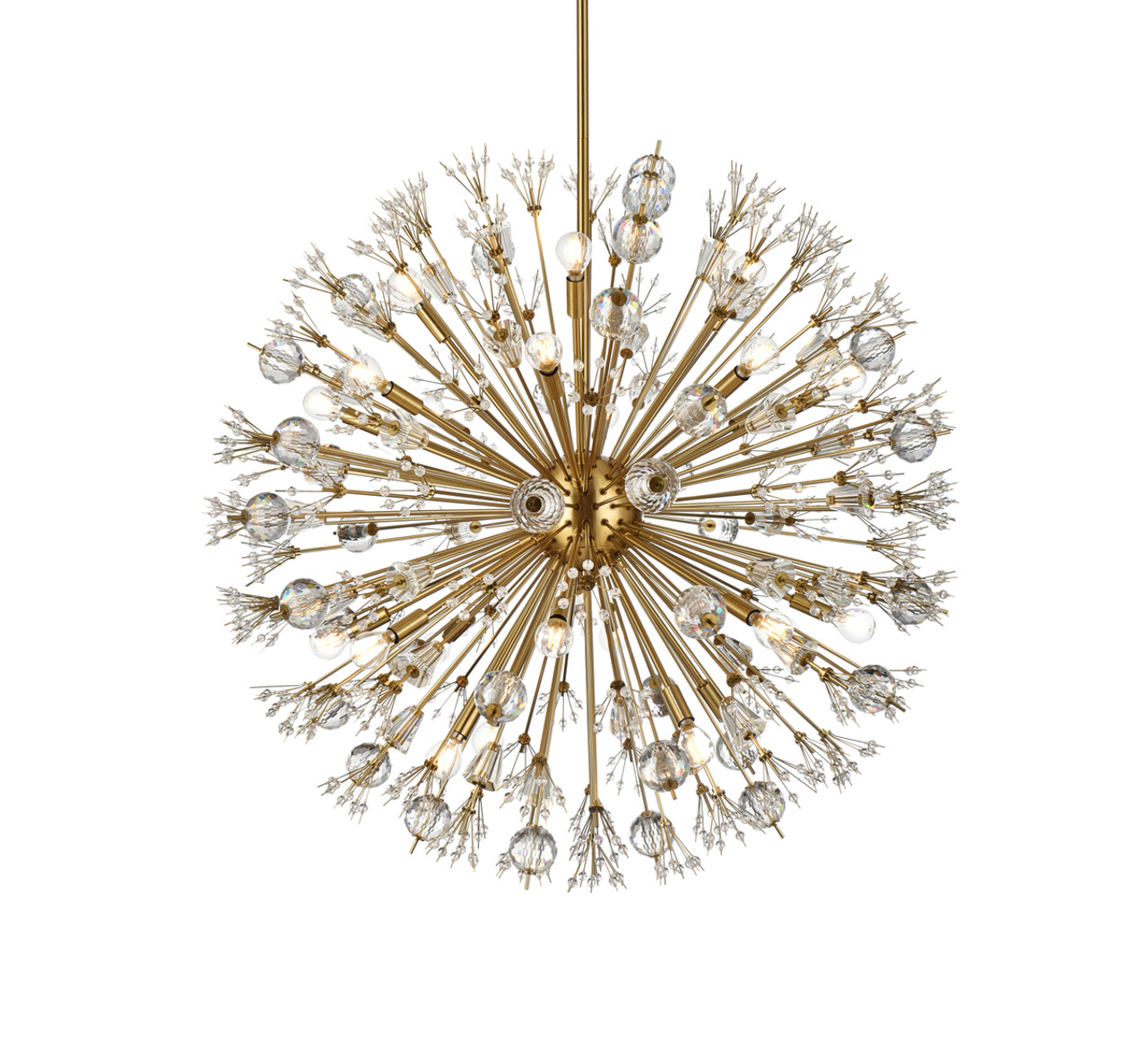 Elegant Lighting 2500D38SG Vera 38 inch crystal starburst round pendant in gold