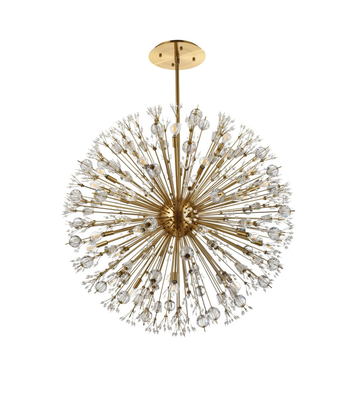 Elegant Lighting 2500D44SG Vera 44 inch crystal starburst round pendant in gold