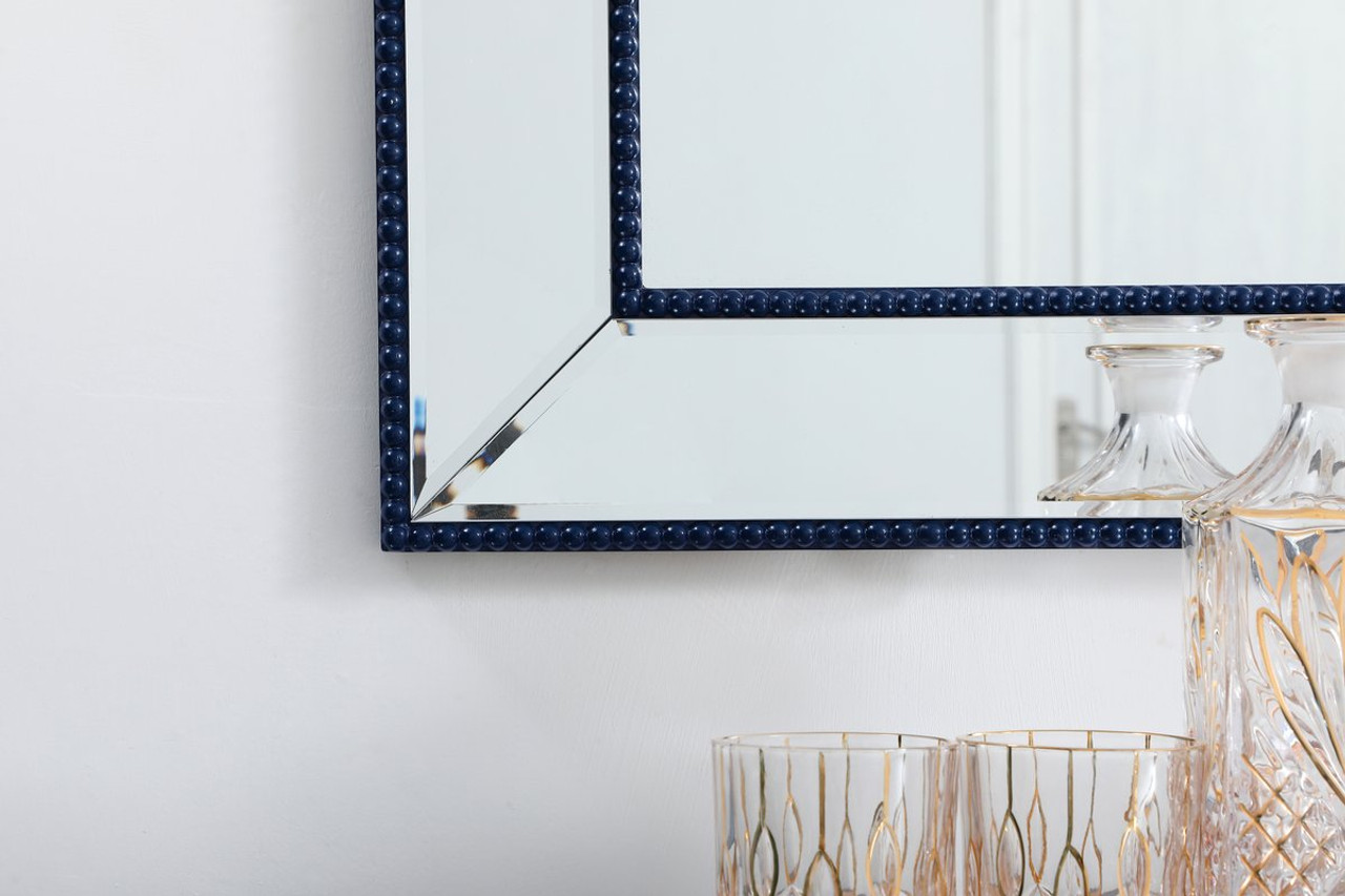 Elegant Decor MR33248BL Iris beaded mirror 48 x 32 inch in blue
