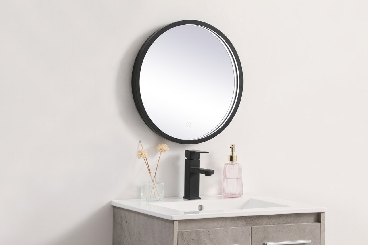 Elegant Decor MRE6018BK Pier 18 inch LED mirror with adjustable color temperature 3000K/4200K/6400K in black