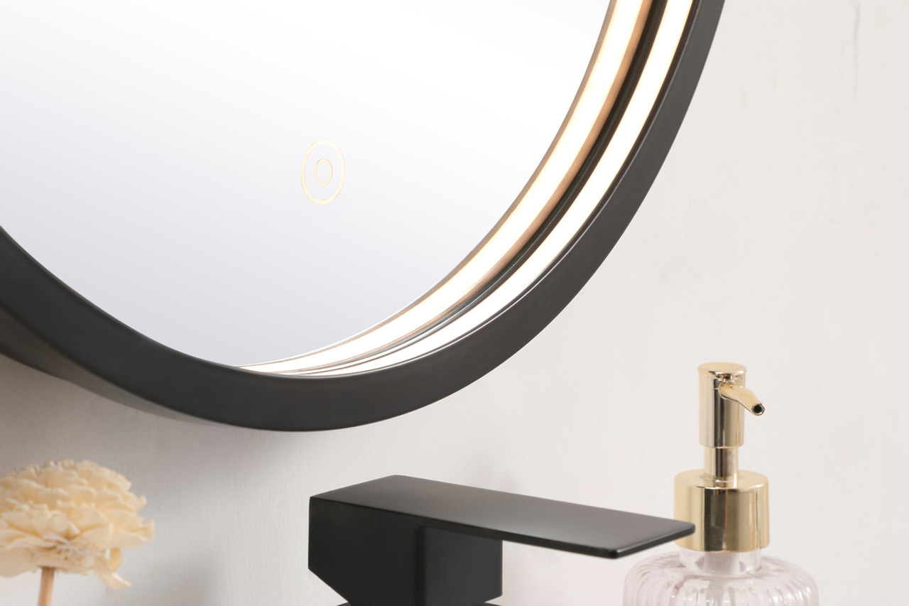 Elegant Decor MRE6018BK Pier 18 inch LED mirror with adjustable color temperature 3000K/4200K/6400K in black